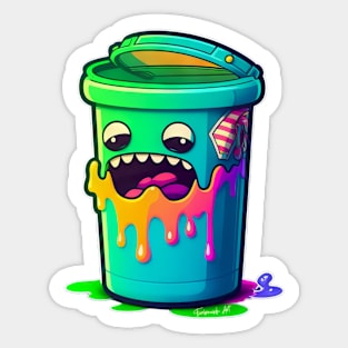 Colorful Slime Trash Can Sticker #4 Sticker